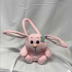 Hershey vintage Happy Easter Pink Bunny Plush Bag with Flower Accent basket